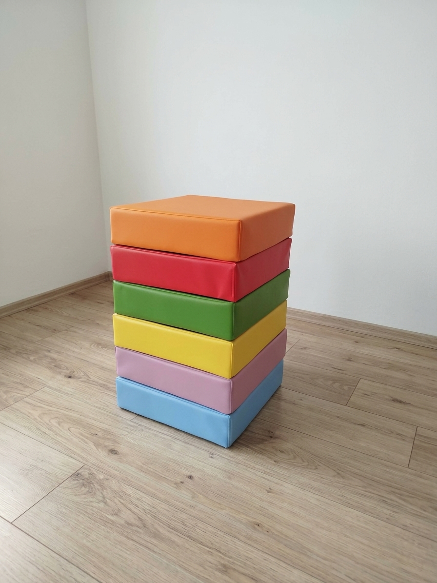 Sada molitanových sedáků 40 x 40 x 10 cm – koženka, 6 ks, protiskluz